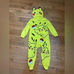 Pokémon Pikachu One Piece Zip Hooded Up Pajamas with Ears